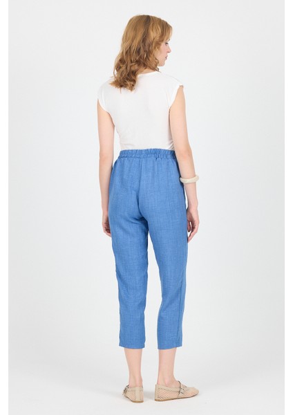 Indigo Pamuklu Bel Lastikli Düz Paça Düz Paça Pantolon 4800 indirimleri