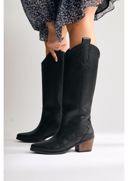 Lhena Siyah Western Çekme Çizme modelleri
