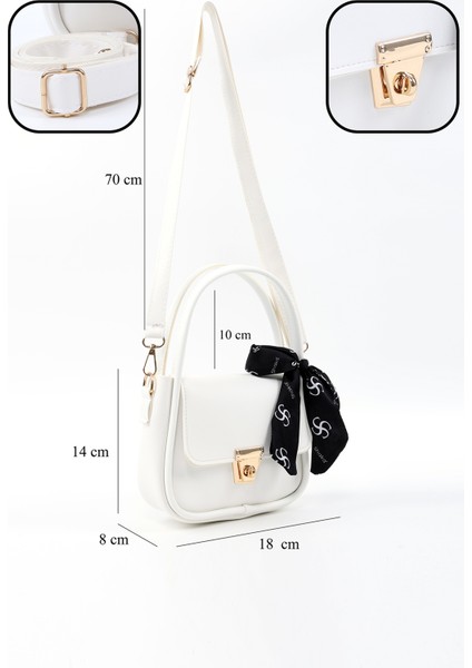 Beyaz SHK235 Suni Deri Tek Bölmeli Fular Hediyeli El Kol ve Omuz Çantası fırsatları