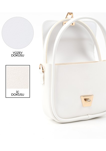 Beyaz SHK235 Suni Deri Tek Bölmeli Fular Hediyeli El Kol ve Omuz Çantası indirimleri