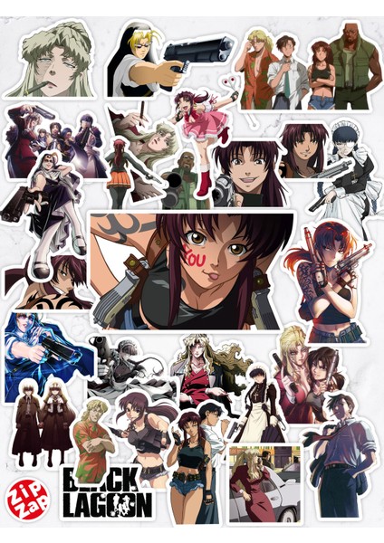 Black Lagoon Anime Telefon Laptop Bullet Journal Yapışkanlı Folyo Sticker Paketi
