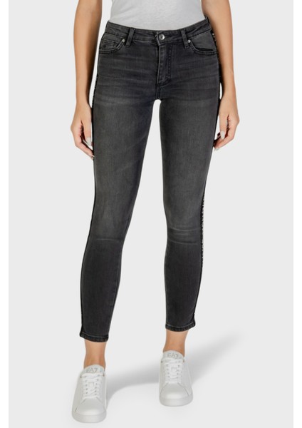 Pamuklu Skinny Fit Dar Paça Logo Şeritli Jeans Bayan Kot Pantolon XW000129 AF16082 MC002