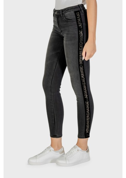 Pamuklu Skinny Fit Dar Paça Logo Şeritli Jeans Bayan Kot Pantolon XW000129 AF16082 MC002 fırsatları