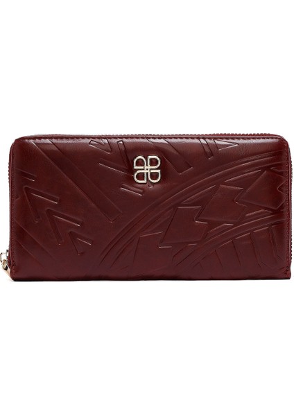 Kadın Bordo Baskılı Cüzdan 000A2D561626