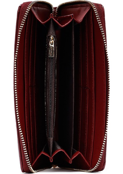 Kadın Bordo Baskılı Cüzdan 000A2D561626