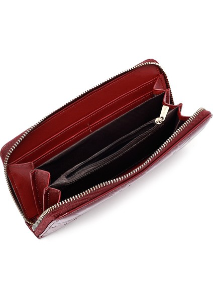 Kadın Bordo Baskılı Cüzdan 000A2D561626