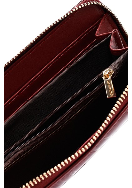 Kadın Bordo Baskılı Cüzdan 000A2D561626