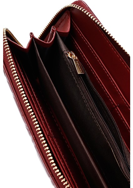 Kadın Bordo Baskılı Cüzdan 000A2D561626