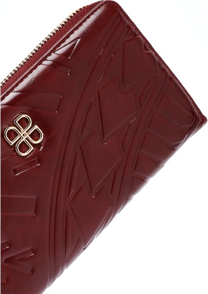 Kadın Bordo Baskılı Cüzdan 000A2D561626