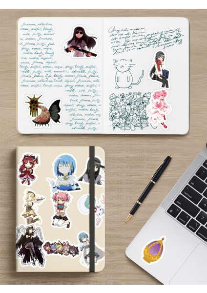 Puella Magi Madoka Magica Anime Telefon Laptop Bullet Journal Yapışkanlı Folyo Sticker Paketi modelleri