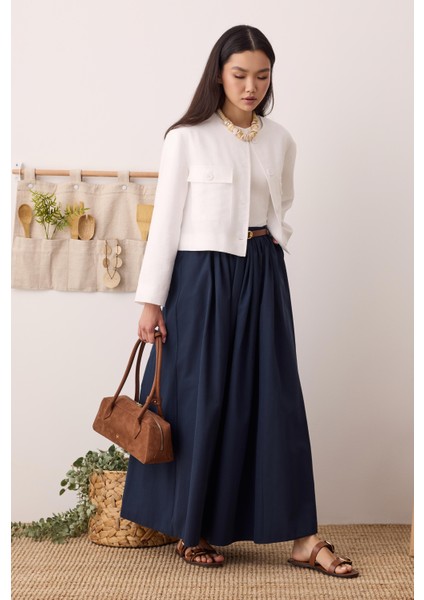 Büzgülü Kanvas Etek Ofis Lacivert fiyatları