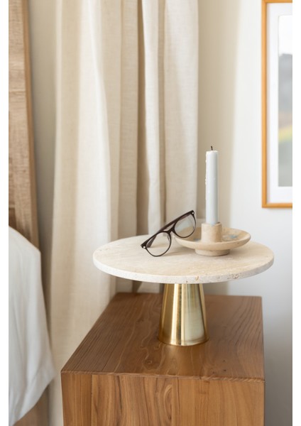 Traverten 28 cm Altın Konik Ayak Sunumluk