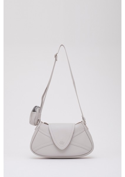 Gri Shk96 Suni Deri Tek Bölmeli Cüzdanlı Kol ve Omuz Çantası