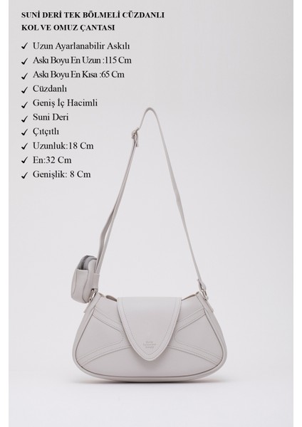 Gri Shk96 Suni Deri Tek Bölmeli Cüzdanlı Kol ve Omuz Çantası modelleri