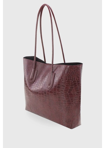 Bordo Kadın Retro El Ve Omuz Çanta Shopper Çanta 264