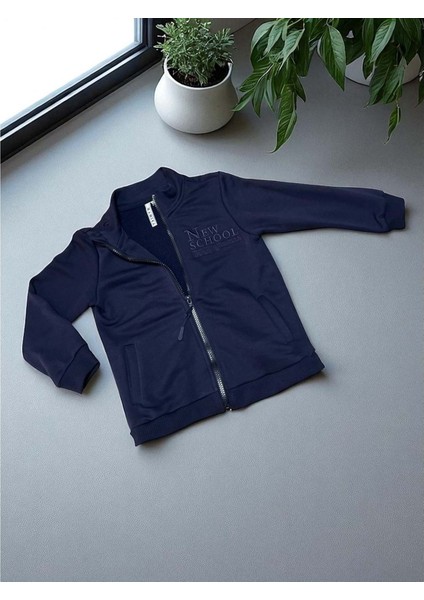 Klasik Fermuarlı Sweatshırt Lacivert