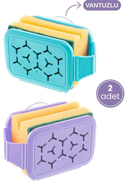2 Adet Vantuzlu Süngermatik Bulaşık Süngerliği, Bulaşık Süngeri ve Sünger Askısı Sıkacağı Tutacağı fiyatları