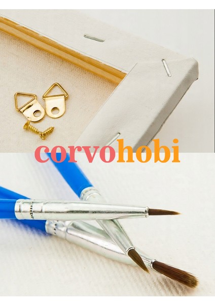 Sayılarla Boyama Seti Numaralı Tuval Fırça Boya Dahil Kasnaklı Set 50X70 cm -Gold Çiçek