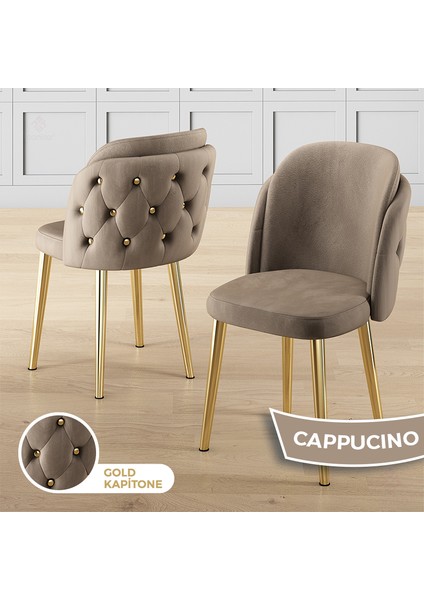 Zae Serisi 90X168 Lak Panel Siyah Mermer Desen Gold Ayak Masa Takımı 4 Cappucino Sandalye modelleri
