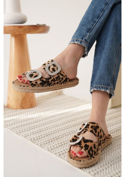 Tyna Süet Leopar Taşlı Kadın Terlik fırsatları
