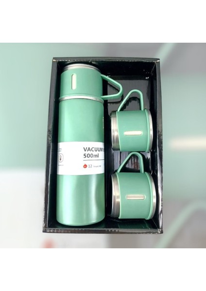 Vacuum Flask Set 3 Bardaklı Kutulu Vakumlu Paslanmaz Çelik Termos Seti 500 ml modelleri