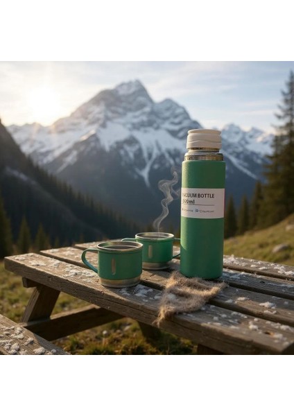 Vacuum Flask Set 3 Bardaklı Kutulu Vakumlu Paslanmaz Çelik Termos Seti 500 ml