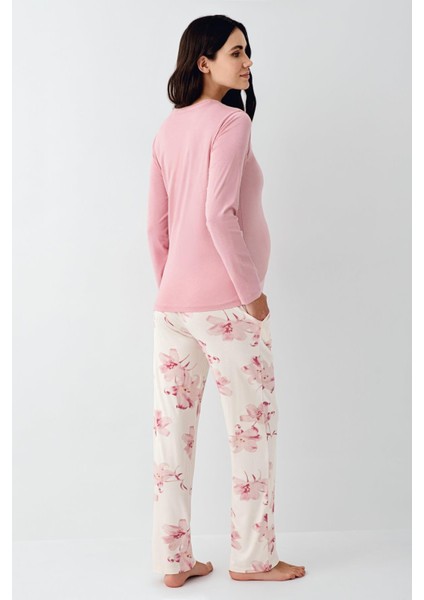 Kadun Gül Kurusu Lohusa Pijama Takım, Modal Kumaş indirimleri