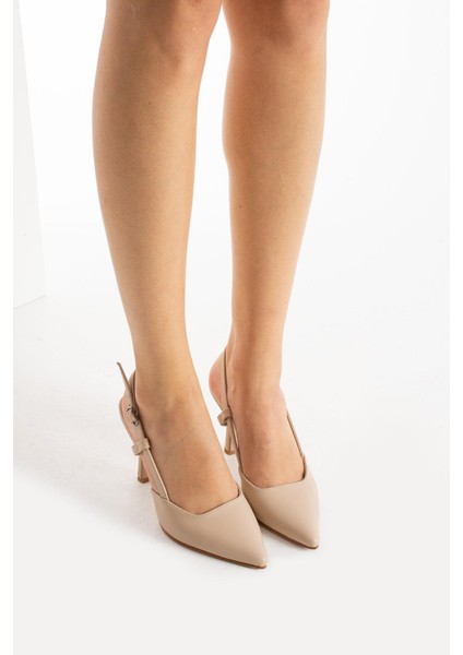 8.5 cm Nude Arkası Açık Topuklu Stiletto Ayakkabı fiyatları