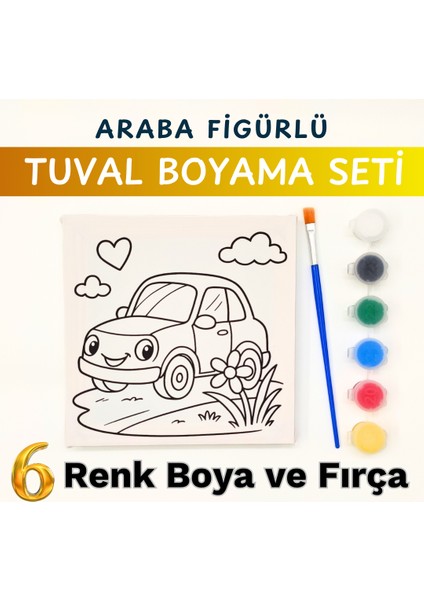 Çocuk Hobi Seti – 15X15 cm Kanvas Tuval, Su Bazlı Akrilik Boya ve Fırça ile Boyama Keyfi