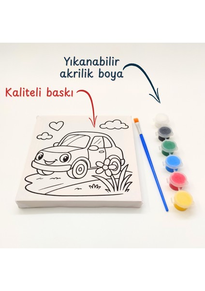 Çocuk Hobi Seti – 15X15 cm Kanvas Tuval, Su Bazlı Akrilik Boya ve Fırça ile Boyama Keyfi indirimleri