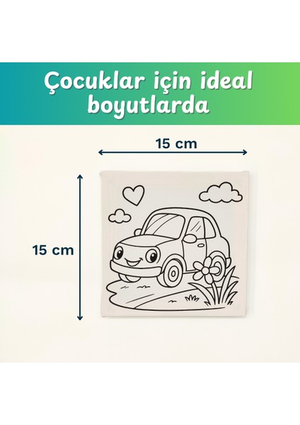 Çocuk Hobi Seti – 15X15 cm Kanvas Tuval, Su Bazlı Akrilik Boya ve Fırça ile Boyama Keyfi