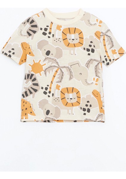 Lcw Baby Bej Bisiklet Yaka Baskılı Erkek Bebek Pijama Takımı fiyatları