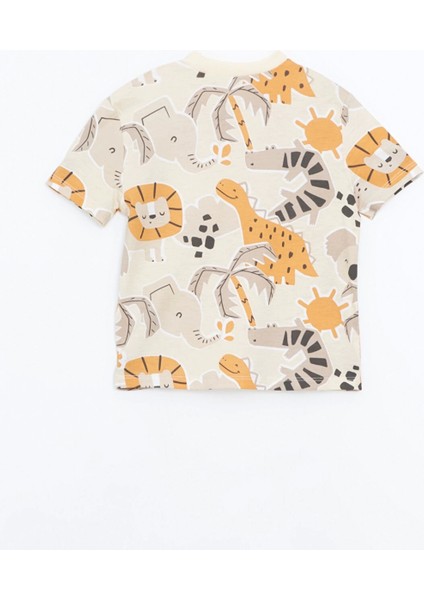 Lcw Baby Bej Bisiklet Yaka Baskılı Erkek Bebek Pijama Takımı fırsatları