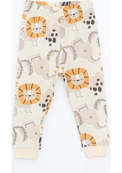 Lcw Baby Bej Bisiklet Yaka Baskılı Erkek Bebek Pijama Takımı indirimleri