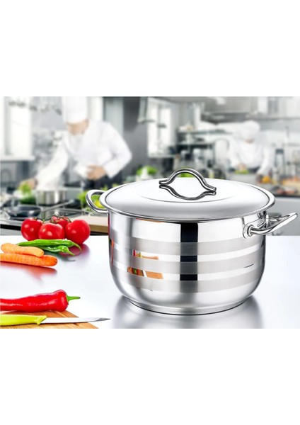 Silver Derin Çelik Tencere 30 cm – 16 cm Derinlik | Profesyonel, Şık ve Dayanıklı Tasarım