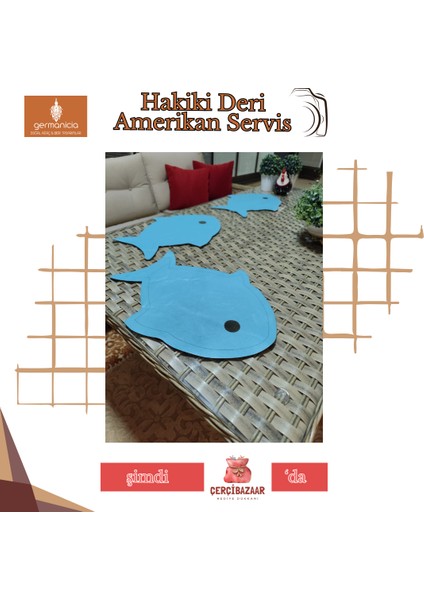 Balık Şekilli Hakiki Deri Amerikan Servis/runner – 41X32 cm 1 Adet