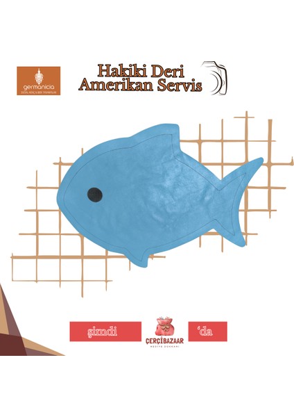 Balık Şekilli Hakiki Deri Amerikan Servis/runner – 41X32 cm 1 Adet