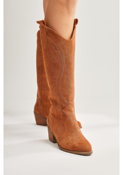 Hero Taba Süet Nakışlı Kovboy Çizme modelleri