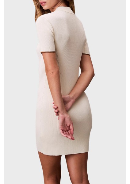 Fitilli Slim Fit Yarım Fermuarlı Dik Yaka Mini Boy Elbise LV044C330GYAS Bayan Elbise LV044C330G Yas modelleri