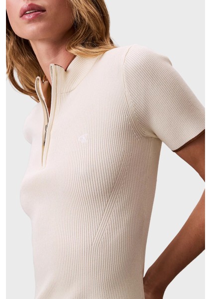 Fitilli Slim Fit Yarım Fermuarlı Dik Yaka Mini Boy Elbise LV044C330GYAS Bayan Elbise LV044C330G Yas