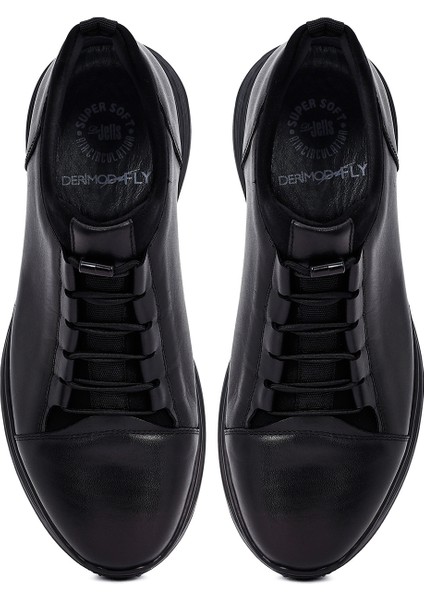 Erkek Siyah Bağcıklı Deri Casual Sneaker 25WFD6775FT