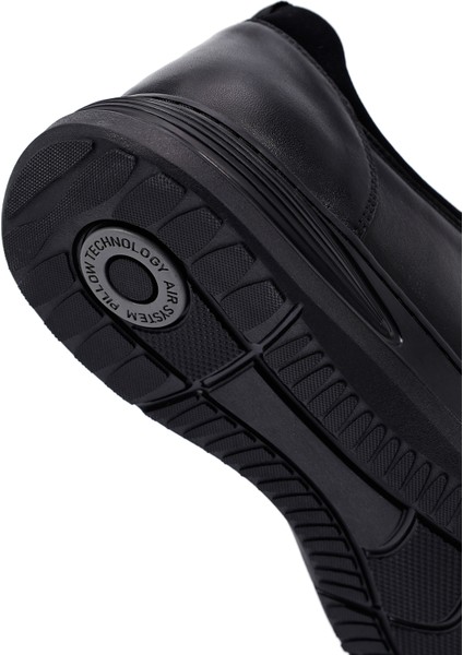 Erkek Siyah Bağcıklı Deri Casual Sneaker 25WFD6775FT