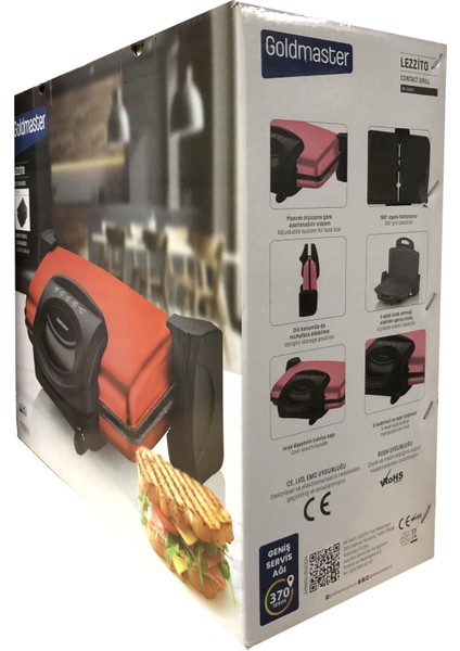 Lezzito Gold 1750 Watt Granit Çıkarılabilir Plakalı 5 Kademe Isı Ayarlı Tost ve Izgara Makinesi