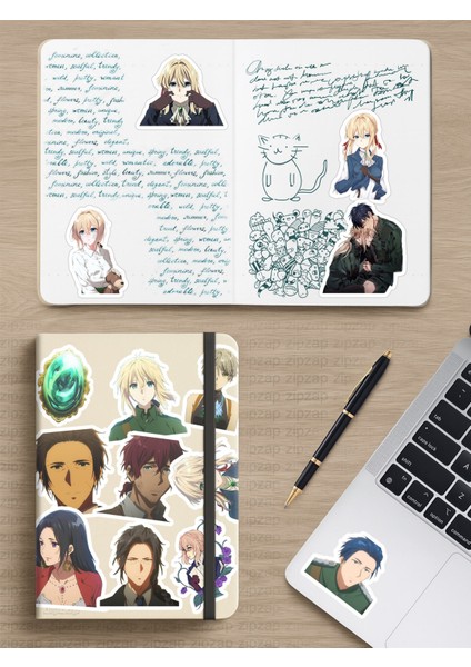 Violet Evergarden Anime Telefon Laptop Bullet Journal Yapışkanlı Folyo Sticker Paketi modelleri