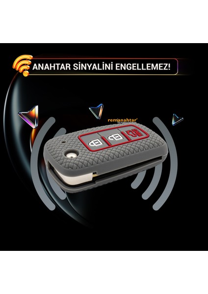 X-Trail Qashqai 3 Buton Sustalı Silikon Anahtar Kılıfı - Gri fırsatları
