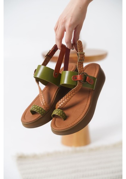 Likya Çok Renkli Hakiki Deri Sandalet fırsatları