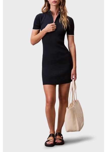 Fitilli Slim Fit Yarım Fermuarlı Dik Yaka Mini Boy Elbise LV044C330GCEF Bayan Elbise LV044C330G Cef fiyatları