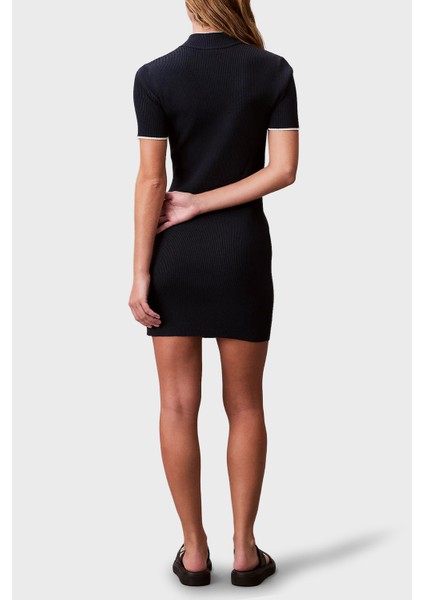 Fitilli Slim Fit Yarım Fermuarlı Dik Yaka Mini Boy Elbise LV044C330GCEF Bayan Elbise LV044C330G Cef modelleri