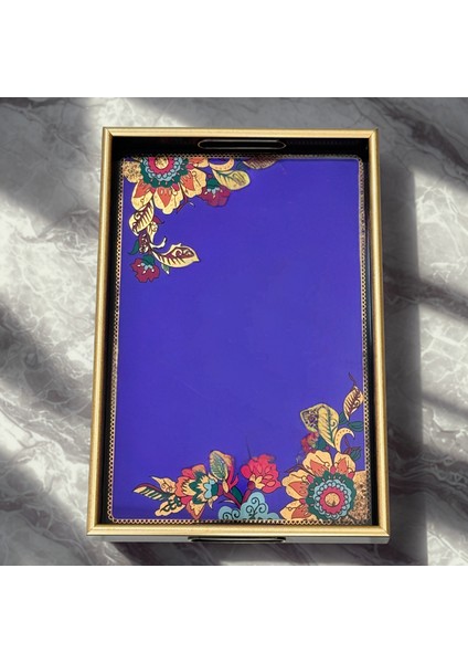 A08- Lorena Asorti El Geçmeli Tepsi 31X46 (Mavi)