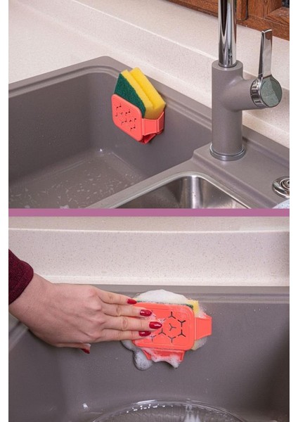 Vantuzlu Süngermatik Bulaşık Süngerliği, Bulaşık Süngeri ve Sünger Askısı Sıkacağı Tutacağı Seti modelleri
